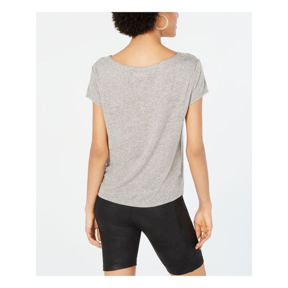 NWT FREE PEOPLE Womens Gray Heather Short Sleeve Jewel Neck T-Shirt Size: S - Picture 2 of 3